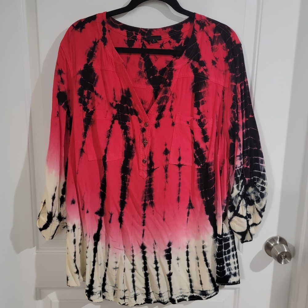3/4 Sleeve Tie Dye Blouse